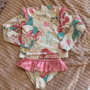 Disney Ariel Kids Rashguard Set - Cream and Pink